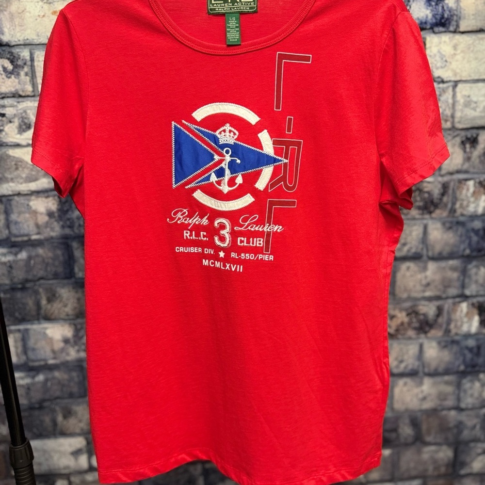 Ralph Lauren Red Nautical Flag T Shirt sz L Large